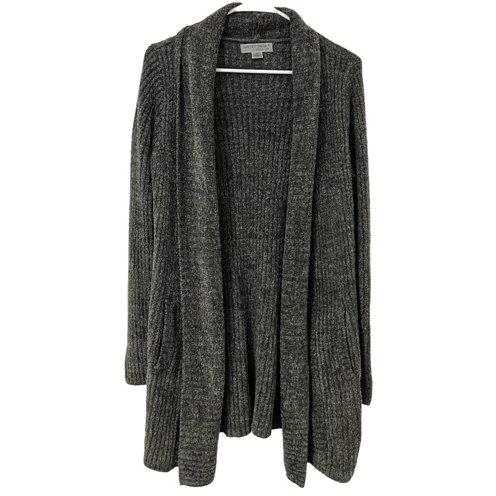 Barefoot Dreams CozyChic Lite Gray Cardigan Long Size XS Open Front knit comfy